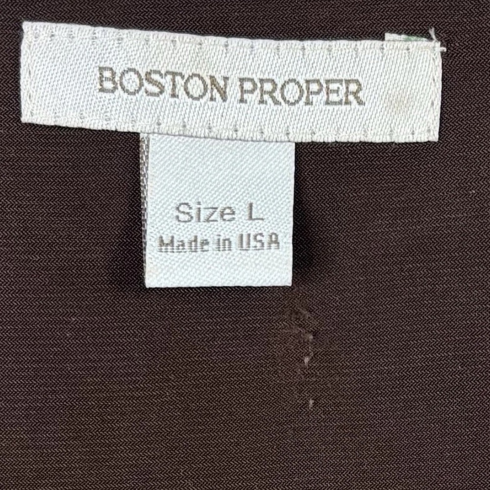 Boston Proper Top Womens Large Jeweled Peacock Print Long Sleeve V-Neck USA Made - Picture 4 of 13